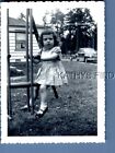 Found B&W Photo G+5544 Girl In Dress Sitting On Swingset