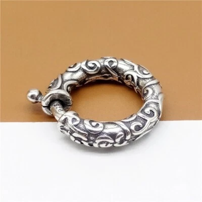925 Sterling Silver Oxidized Spiral Spring Ring Clasp 22mm for Bracelet Necklace - Image 1 of 4