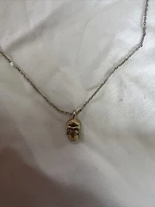RACHEL ROY Skull W Rhinestones Pendant Charm Gold Silver Chain Necklace Jewelry - Picture 1 of 13