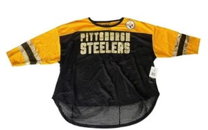 NFL Pittsburgh STEELERS Women's First Team Mesh 3/4 Sleeve T-Shirt XL - Picture 1 of 10