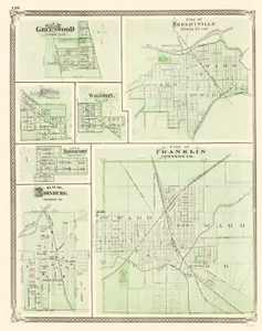 Stadtplan - Franklin Shelbyville Greenwood Edinburg Indiana - Baskin 1876 - 23x29 - Bild 1 von 20