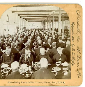 Comedor Soldados Casa Marion IN Stereoview 1898 - Imagen 1 de 4