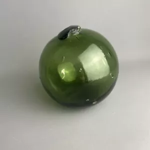 Antique 19th Century Victorian Handblown Dark Green Fishing Floats Ball 12x12 Cm - Picture 1 of 6