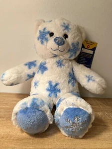 Build A Bear 2010 oso blanco con copos de nieve azules felpa 16" nuevo con etiquetas con suéter - Imagen 1 de 10
