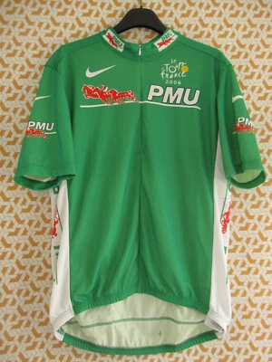 Maillot cycliste PMU Vert tour de France 2006 Dédicacé Signé vintage jersey - L - Photo 1/4