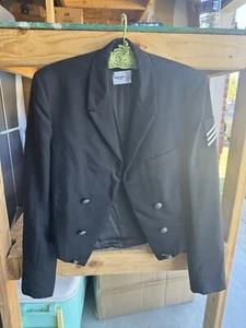 Vintage WWII Mens Blazer US Navy Wool Jacket Black 38L USA - Picture 1 of 10