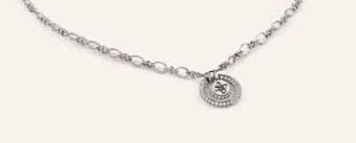 Collana donna Guess con pendente traforato e zirconi bianchi JUBN04056JWRH - Immagine 1 di 4