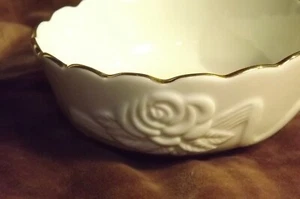 Vintage Lenox Rosenblüte Schale creme Goldrand Fine China überbacken brandneu - Bild 1 von 8
