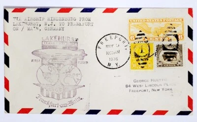 original Zeppelin Brief mit 3 Briefmarken, 6 Stempel gelaufen Luftschiff  1936 - Bild 1 von 4