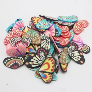 50 Mixed Color Polymer Clay Butterfly Wings Flatback Charm Scrapbooking Craft - Picture 1 of 4