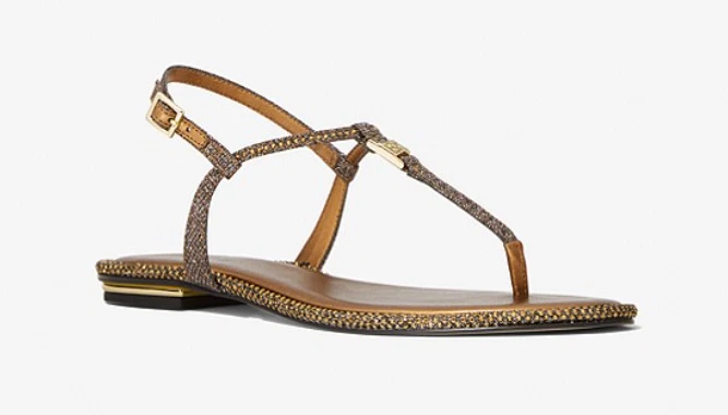 Sandalia Michael Kors Fanning Bronce Brillo Correa en T Para Mujer Tallas EE. UU. 6-11/¡NUEVA!!! Foto 1 de 1