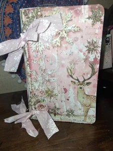 Pink Christmas Junk Journal Scrapbook Usa Seller - Picture 1 of 17