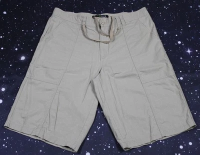 DKNY Jeans Beige Urban Workwear Wide Leg Y2K Linen Shorts - Men's 36 /13" Inseam - Image 1 of 4