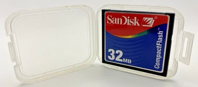 Vintage SanDisk CompactFlash 32MB Memory Card w/ Case – Untested Retro Tech - Image 1 of 4