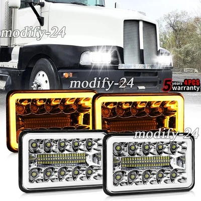 4X DOT 4x6'' LED Headlights fit Kenworth T800 T400 T600 W900B Classic 120/132 HK - Image 1 of 4