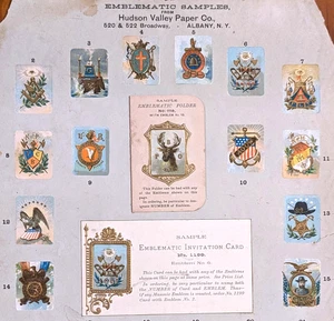 Hudson Valley Paper Co Society Embleme große Werbemappe Muster 1890er - Bild 1 von 15