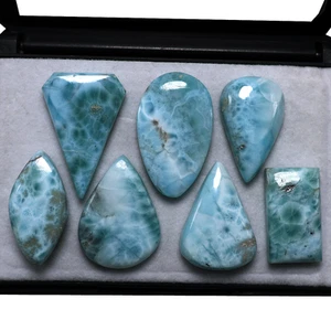 7 Pcs Dominican Natural Larimar Hi-Grade 19mm-25mm Untreated Cabochon Gemstones - Bild 1 von 13
