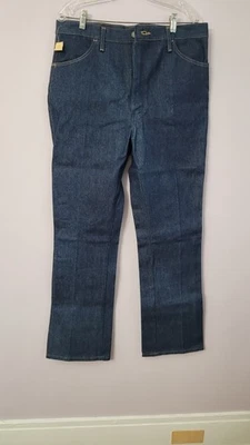 Vintage Rustler by Wrangler Boot Jeans 36x32 100% Cotton  Heavyweight Denim USA - Image 1 of 4