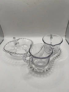 Vintage Imperial Glass Ohio Candlewick Creamer and Sugar Bowl with Tray Set - Picture 1 of 8