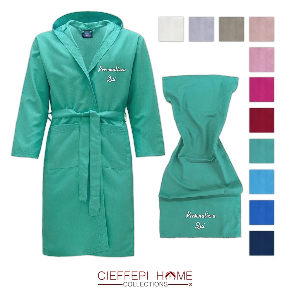 CIEFFEPI HOME COLLECTIONS MYFIT personalizzato Accappatoio microfibra unisex con cappuccio + telo personal