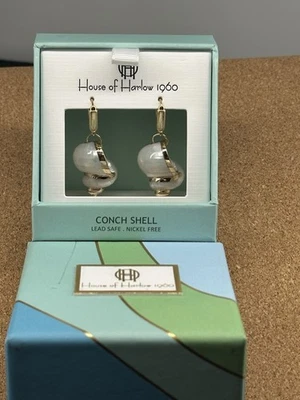 Brincos House of Harlow 1960 concha concha | Ouro e concha perolada Hampton Chic - Imagem 1 de 4