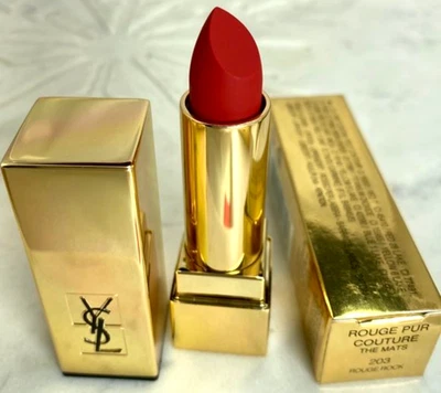 YSL 203 ROUGE ROCK PUR COUTURE THE MATS 3.8g FULL SIZE NEW BOX MATTE LIPSTICK - Image 1 of 4