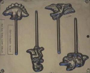 DINOSAUR ASSORTMENT CHOCOLATE LOLLIPOP MOULD  4 CAVITY   - Picture 1 of 1