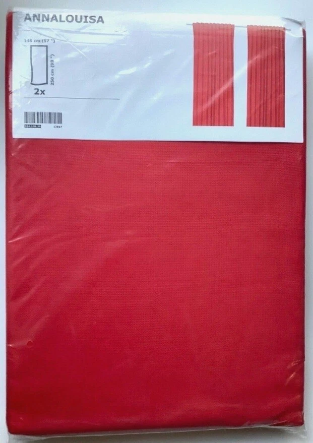 Новый Ikea ANNALOUISA шторы 1 пара (2 панели) хлопок 57 «x 98» красный 304.108.35 - Изображение 1 из 1