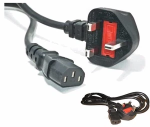 1.8M UK ENCHUFE A IEC C13 HERVIDOR DE AGUA PLOMO LED PLASMA TV PC MONITOR TFT CABLE NEGRO, 5A - Imagen 1 de 3