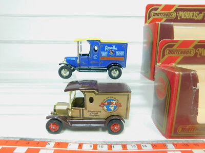 2x Matchbox Y-12 Lieferwagen Ford Model T: Rosella+Motor 100, s.g.+OVP #BO965-1 - Bild 1 von 4