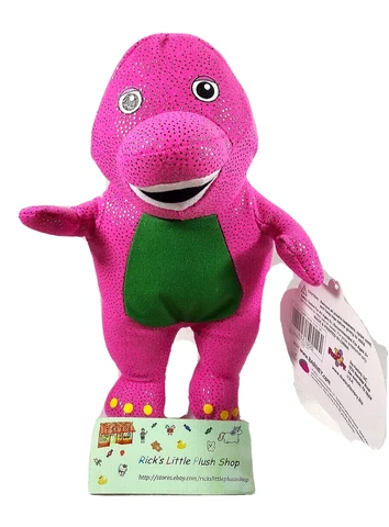 Sparkle Barney The Dinosaur 7" Toy Plush 1990's Purple Stuffed Animal Toy Doll Cover