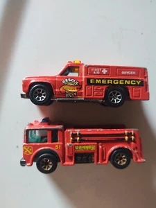 2x Vintage Hot Wheels Lot - 1974 Rescue First Aid Vehicle + 1976 Fire Eater - Bild 1 von 6