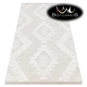 Increíble ALFOMBRA DE SISAL MODERNA ""MOROC"" diamantes estructurales BEIGE/CREMA reciclada - Imagen 1 de 11