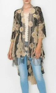 ORIGAMI cardigan LACE VINTAGE WESTERN DUSTER shirt SM-4XL bohemian KIMONO DAISY - Picture 1 of 5