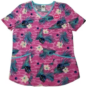 Womens Jurassic World Dinosaur Scrub Top Size 3XL V-Neck - Dino Skin New - Picture 1 of 7