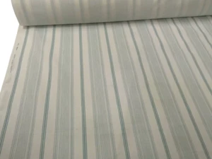 LAURA ASHLEY HEACHAM STRIPE DUCK EGG Cotton Curtain Cushion Fabric - Picture 1 of 6