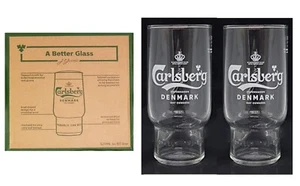 Carlsberg 2 x Beer Pint Glasses Nucleated Stackable 570ML BNWOB Man Cave Denmark - Picture 1 of 1