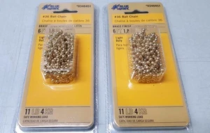 Lot of 2 Blue Hawk #36 Brass Ball Chains 6' 11lb AC5066C *NEW* 0348451 - Picture 1 of 2
