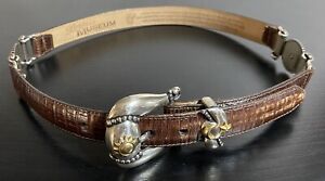 Rare Brighton Museum Embossed Brown Leather Belt w/ Sun, Moon Celestial (Size S)