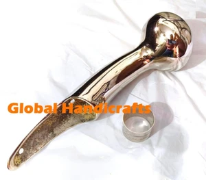 Handmade Nickel Finish Horse Hames Knob walking stick Long Brass Handle - Picture 1 of 8