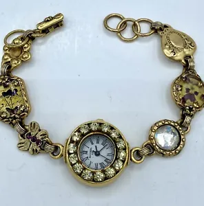maximal art women’s bracelet watch gold plated crystals  - Picture 1 of 11