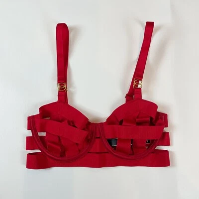 NWOT Victoria's Secret Bra 30C Unlined Balconet Strappy Banded Red B924 - Image 1 of 4