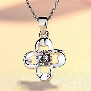 REAL SOLID SILVER 925 Classic Sterling Silver Necklace & Pendant Flower - Picture 1 of 6