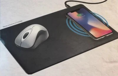 Max Charge Wireless Charging Mouse Pad Built-in Wireless Charger Devices Black - Image 1 of 4