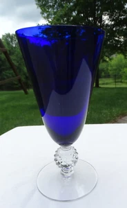 Morgantown Glas Ritz blau 11,3 Unzen Golfball 6 3/4" Fuß Eistee repariert - Bild 1 von 6