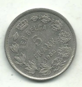 HIGH GRADE AU 1932 BELGIUM DER BELGEN 5 FRANC-FRANCS COIN-APR340 - Picture 1 of 1