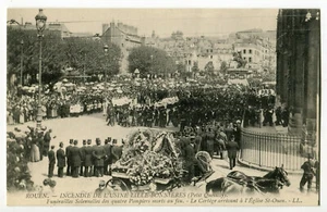 CPA 76 ROUEN - Incendie de l'usine LILLE-BONNIERES - Funérailles des pompiers  - Imagen 1 de 2