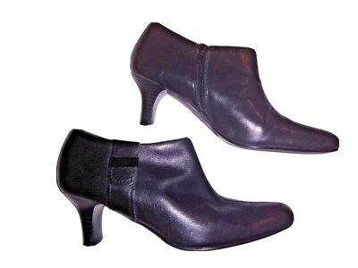 Botines Hilliard & Hanson Devon de cuero con tacón talla 6,5 M puntera puntiaguda negra  Foto 1 de 4