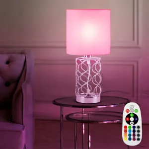 Lampada da tavolo luce ausiliaria lampada da comodino telecomando RGB LED tessuto griglia - Foto 1 di 12