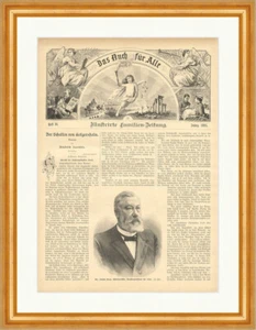Dr. Joseph Zemp, schweizerischer Bundespräsident 1895 Holzstich E 9644 Gerahmt - Bild 1 von 1